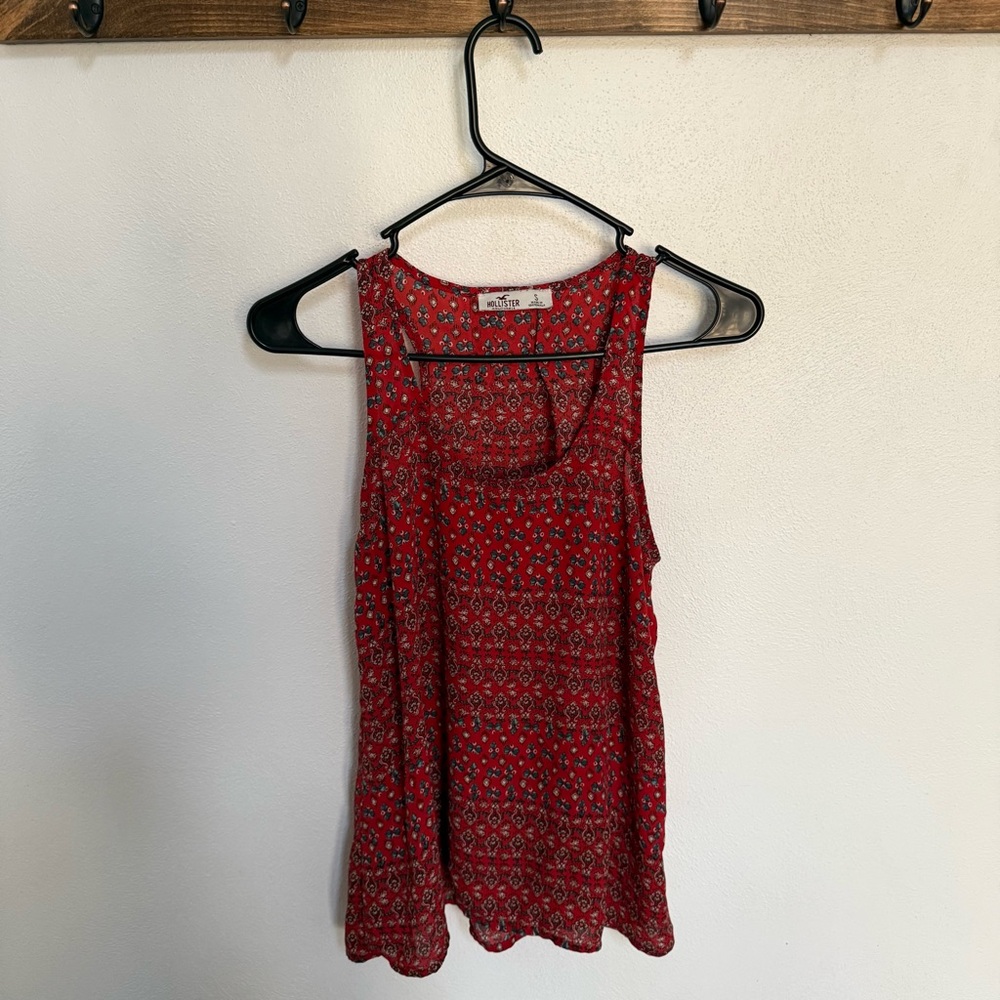 Hollister Red Patterned Tank Top